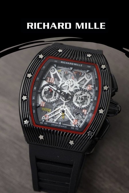 ساعة Richard Mille - الشبابية  - قشاط اسود / اطار اسود <br> <span class='text-color-warm'>نفدت الكمية</span>